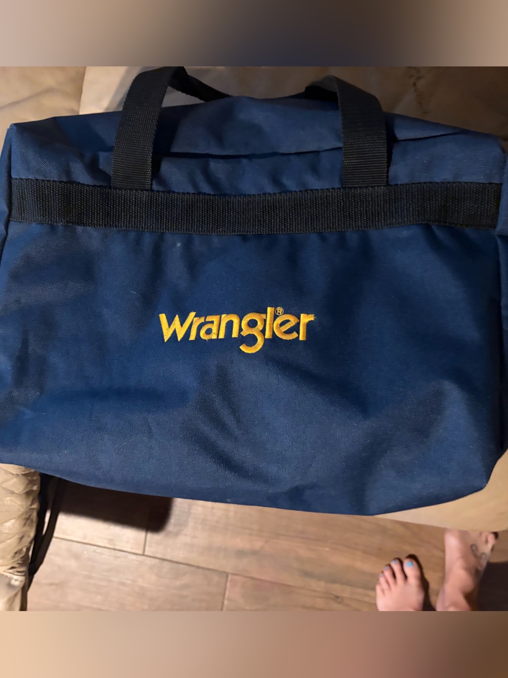 Wrangler Navy Blue Toiletry Bag with Yellow Logo